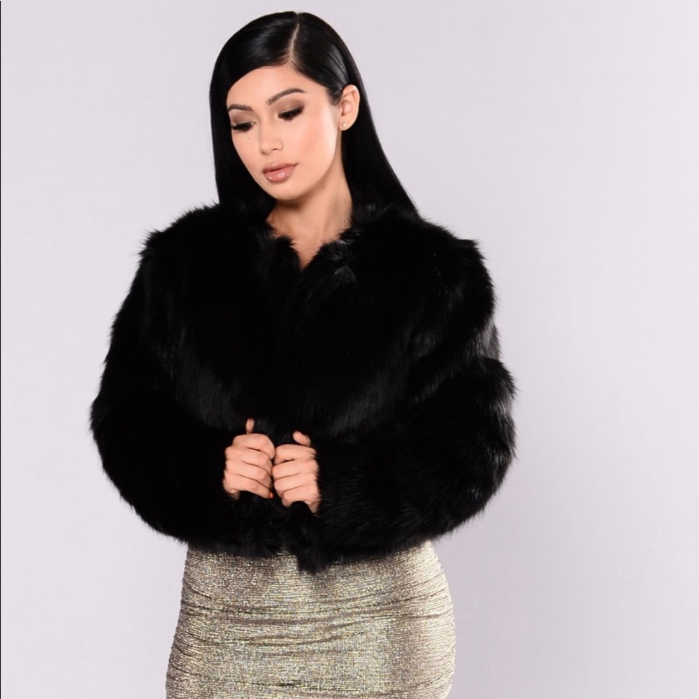 FASHION NOVA Faux Fur Jacket (Black)